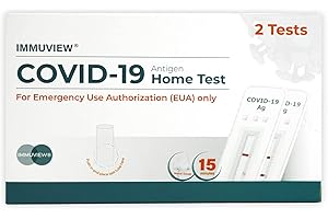 ImmuView COVID-19 Antigen Home Test, FDA EUA at-Home Self Test, Non-invasive Nasal Swab, Easy to Use and Results Within 15 Minutes (1 Pack, 2 Tests Total)