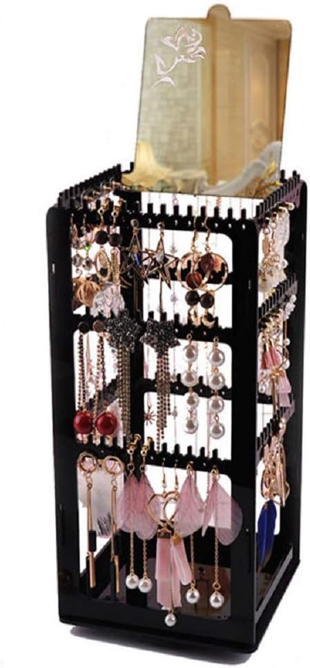 Amazon Anberotta ピアス イヤリング スタンド ネックレス 収納 360度回転 ミラー 鏡付き アクセサリー ジュエリー ディスプレイ コレクション J86 ブラック ジュエリー収納 オンライン通販