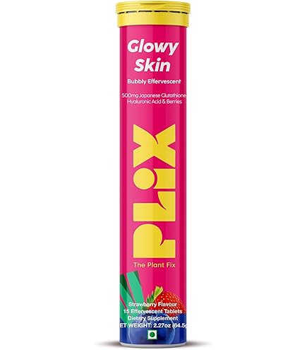 glowy skin effervescent with 500mg glutathione product info and reviews PLIX Glowy Skin 500mg Glutathione Supplement with Hyaluronic Acid, Vitamin  C, E & Berries | 15 Effervescent Tablets, Strawberry Flavor : Health &  Household