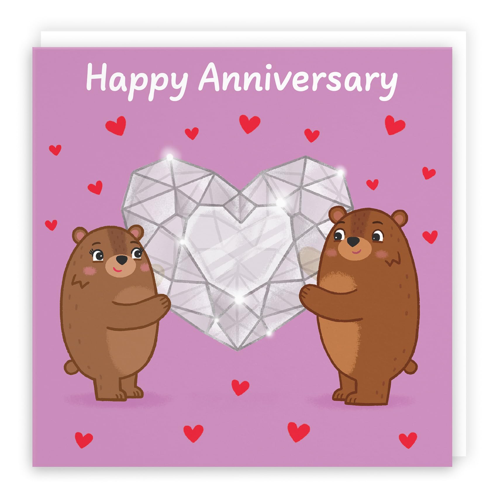Hunts England - Cute Sparkling Love Anniversary Card - For Him, Her, Couple, Men, Women - Fun Bears Anniversary Card - Love Story Collection