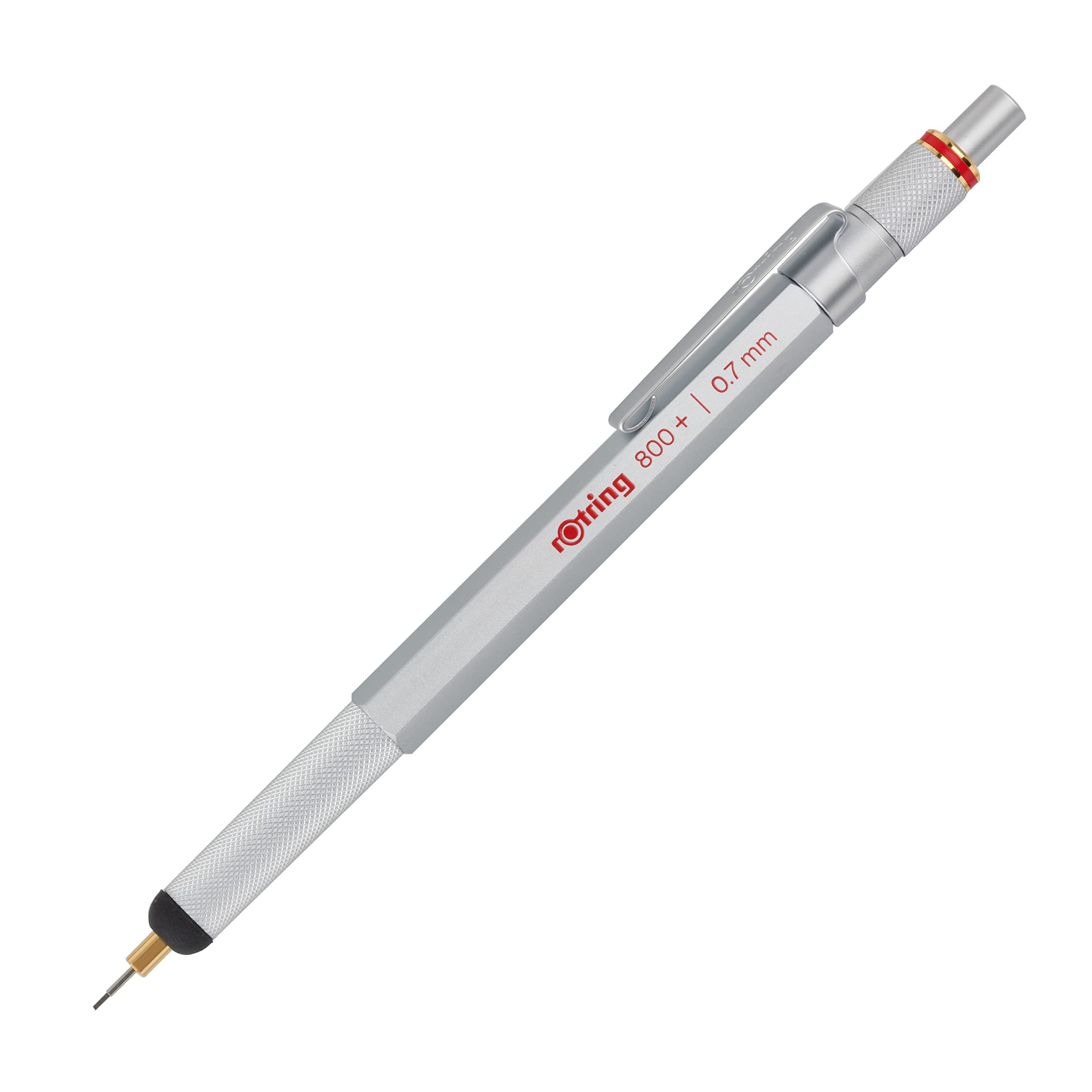 rOtring 800+ Mechanical Pencil and Touchscreen Stylus, 0.7 mm, Silver Barrel