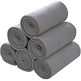 CAI TENG Fleece Throw Blankets Lightweight Warm for Soft Cozy Pet-Friendly Bulk Fleece Blanket Solid for Home, Bed, Sofa, Dorm, Office, Gifts, Outdoor (Grey, Pack of 6-50 x 60 inch)