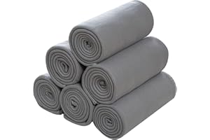 CAI TENG Fleece Throw Blankets Lightweight Warm for Soft Cozy Pet-Friendly Bulk Fleece Blanket Solid for Home, Bed, Sofa, Dorm, Office, Gifts, Outdoor (Grey, Pack of 6-50 x 60 inch)