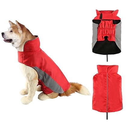 SymbolLife Hundemantel Winter Warm Hundejacke Regen Wasserdicht Jacke Winterjacke für Hunde Reflektierende Nylon Fleece Gefüt