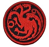 Targaryen Dragon - Game of Thrones 3in Diameter Patch with Fastener - Black with Red