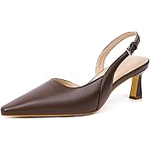 Mostrin Kitten Heels for Women Slingback Pointed Closed Toe Heels Women's Pumps Shoes for Wedding, Party, Commuting