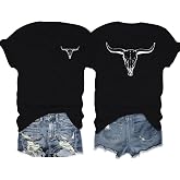 Western Shirts for Women Nashville Country Concert Outfit Retro Cowgirl Tee | Womens Country Music Shirts，Somebody's Problem Tshirt，Vintage Cowboy Graphic Tees，Comfort Short Sleeve Bull Skull Tops