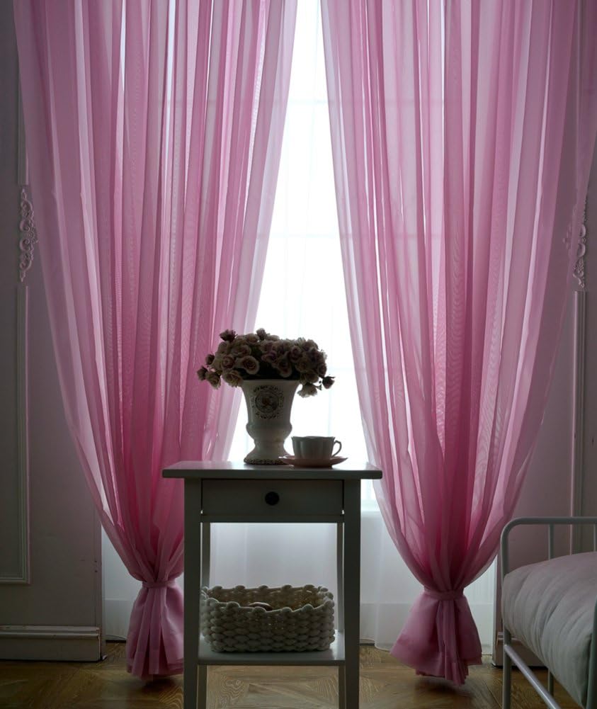 Thin Net Curtain,Blackout Curtains,Princess Wind Easy to Wash Stop The Wind and Dust for Floor to Ceiling Window Screen Restaurant(1 Curtain)-E 150x280cm(59x110inch)