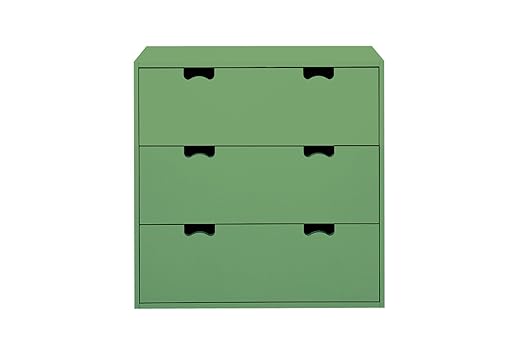 Aprodz Mango Wood Storage Cabinet Bow Chest of 3 Drawers for Living Room | Light Green