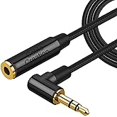 CableCreation 3.5mm Headphone Extension Cable 3FT/0.9M, Right Angle 3.5mm Male to Female Audio Stereo Cable with Silver-Plati