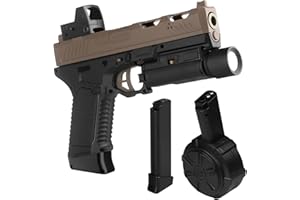 LSUBHEF Gel Blaster Toys X8,Full Auto Splatter-Blaster for Ages 14 & Up and Adults with Drum,Long Hopper,Safety Light and Goggles for Activities Team Game,Sandy