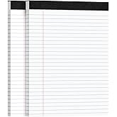 2pcs Legal Pads 8.5 x 11, Notepads 8.5 x 11 Inch, White Note Pads Clear Print Writing Pads of Paper, Memo Pads , Perforate Legal Notepads Paper , Wide Ruled Lined with Sturdy Back,50 Sheets/Pack