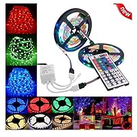 Wotryit LED Strip Lights, 10M 3528 SMD RGB 600 LED Strip Light String Tape+44 Key IR Remote Control LED Light Strip Color Changing Neon Mood Ribbon Lights for Indoor Room Festival Decoration