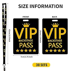 30 Sets VIP Badge Lanyards with PVC VIP Card Pass