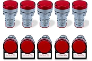 ARLETA Voltage 12V/24V/110V/120V Current 20mA Energy Saving LED Indicator Light Mounting Hole Size 22mm(7/8 Inch) Red 10Pcs