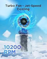 EasyAcc Portable Handheld Turbo Fan 5 Speeds 4000mAh USB-C Rechargeable Black view 2