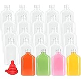 zmybcpack 24 Pack 8oz Plastic Juice Bottles with Caps, Flat Juice Bottles Beverage Containers Plastic Flask Bottles for Drinks,Juicing,Beverage