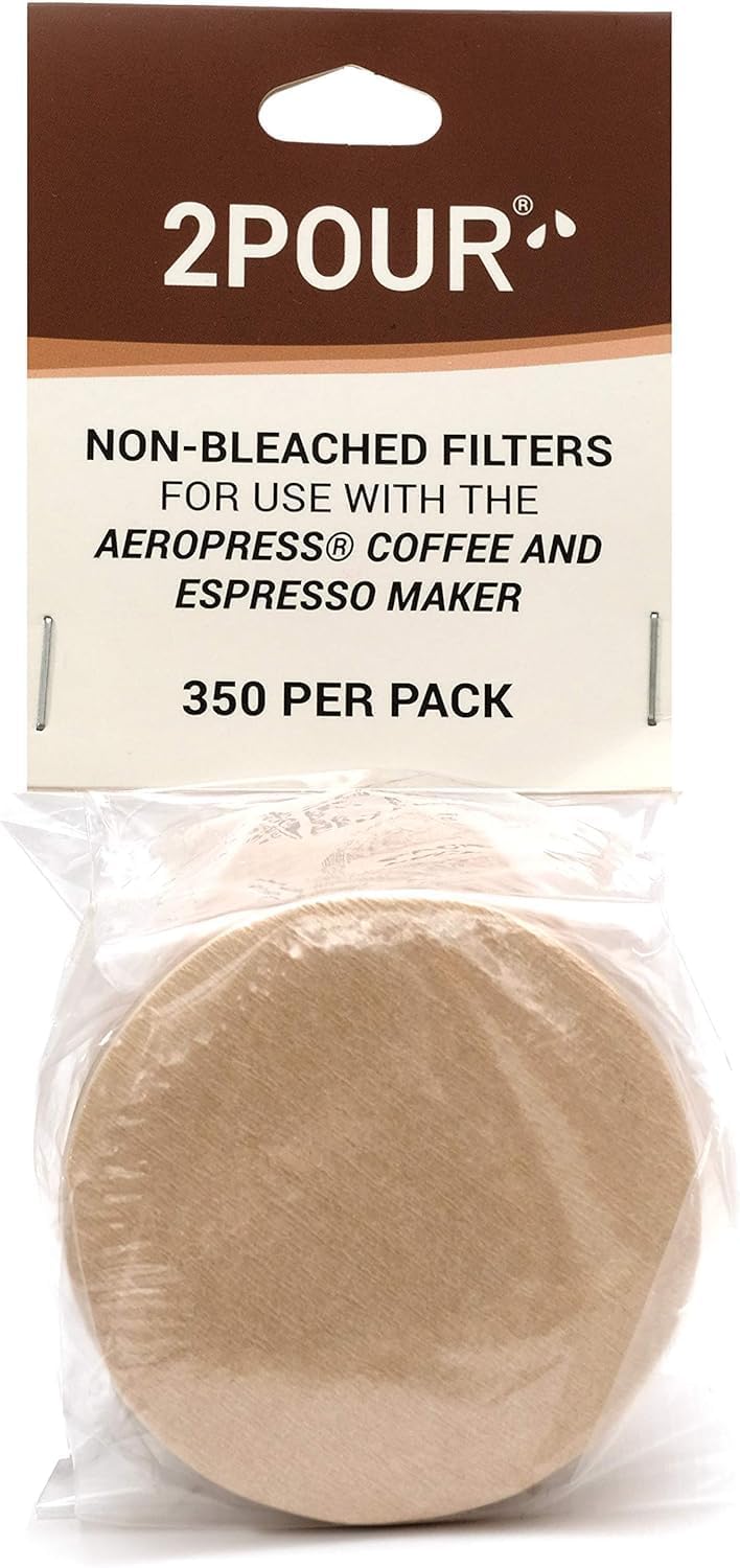 Reusable Replacement Paper Filters for Use with AeroPress® & AeroPress® Go Coffee Makers – Vegan, Unbleached, Natural – 2POUR®