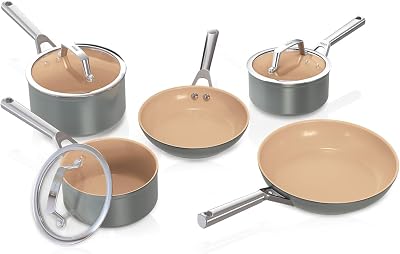 Ninja Extended Life 5-Piece Ceramic Cookware Set Grey & Terracotta 20/24cm
