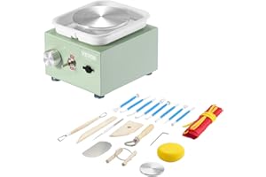 VEVOR Mini Pottery Wheel for Kids and Adults, 2 Turntables 2.6in/3.9in, 0-320RPM Speed Adjustable, Complete Pottery Kit With 18pcs Accessories Tools, Craft Christmas Gifts for Kids Teens Adults, Green