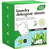 Soulink Laundry Detergent Sheets, Unscented, Up to 240 Loads, Eco Strips | Lightweight &amp; Compact Packaging, Plant-Powered Formula, Gentle on Sensitive Skin, Great for Travel &amp; Home