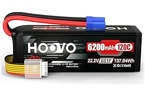 HOOVO 6S LiPo Battery 22.2V 6200mAh 120C with EC5 Plug Softcase RC Battery for RC Quadcopter Truck Boat Airplane Helicopter UAV Drone FPV