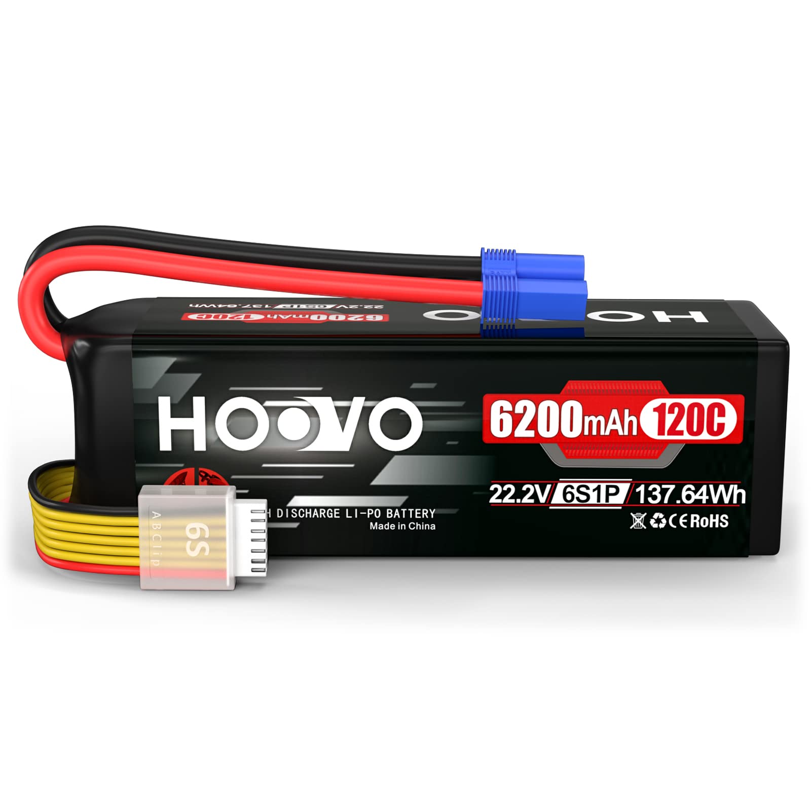 hvy lipo c HOOVO 6S LiPo Battery 22.2V 6200mAh 120C with EC5 Plug Softcase RC  Battery