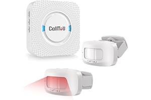 CallToU Wireless Motion Sensor Alarm Indoor Motion Detector Alarm, Bed Alarms for Elderly Dementia Patients, Motion Sensor Door Chime with 500 FT Range, 5 Adjustable Volume 2 Sensor + 1 Receiver