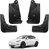 BASENOR 2024-2020 Tesla Model Y Mud Flaps Splash Guards Vehicle Sediment Protection No Drilling No Tape Mudflaps Tire Protector Mudflaps All Weather Tesla Exterior Accessories (Set of 4)