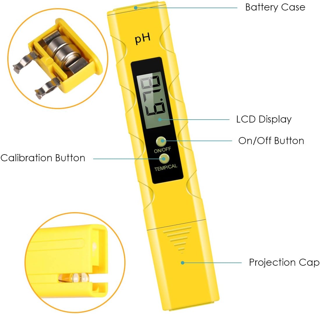 Swimming Pools Digital PH Meter New Yellow Aquarium PH Reader ±0.01High