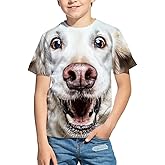 Kid All Over Print 3D Graphic Funny Dog Face Short Sleeve T Shirts for Boys Girls