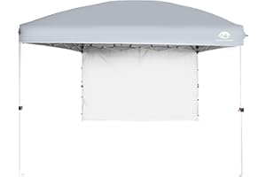 MOUTHEN Canopy Tent, 10x10 Pop Up Canopy / 1 PC Sidewall, Easy up Canopy with Carry Bag and Sand Bags,UPF50+ (Gray)
