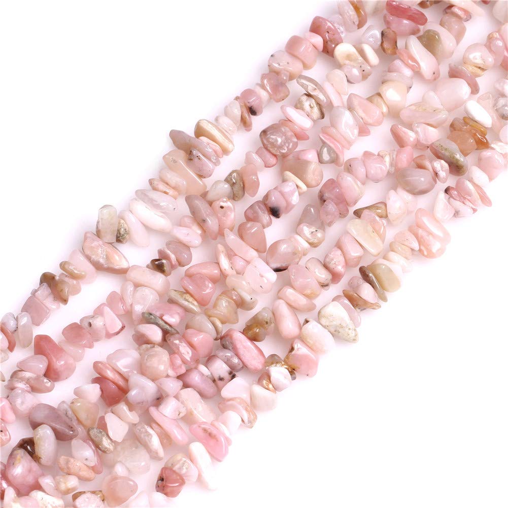 GEM-Inside Pink Opal Gravel Chips 5-8mm Gemstone Semi Precious for Jewellery Making 34" per Strand — image 1