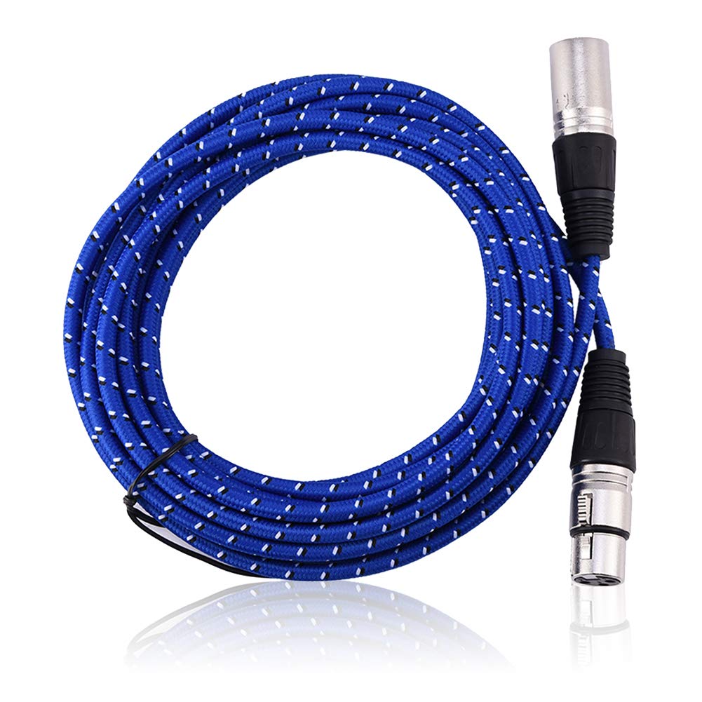 Mavis Laven XLR Audio Cable,3Pin XLR Male to Female Microphone Audio Extension Cable Cord with Blue Nylon Braided Wire for Studio Recording and Live Sound (5m)