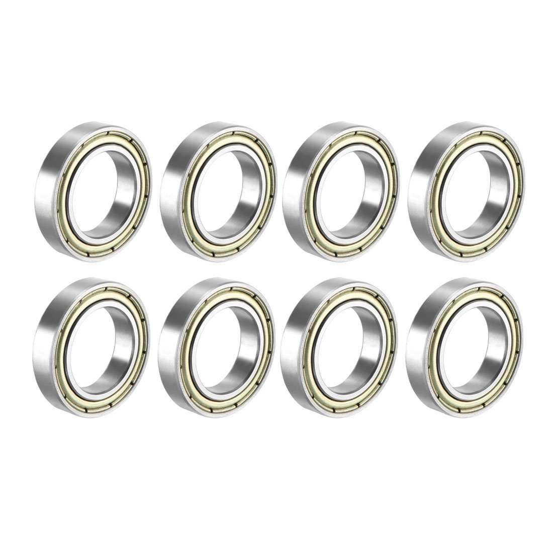sourcing map 6802ZZ Deep Groove Ball Bearing Double Shield 6802-2Z 1080802, 15mm x 24mm x 5mm Carbon Steel Bearings (Pack of 8)