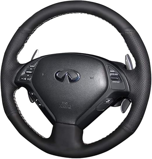 LSAUTO Steering Wheel Cover Black Color Nappa Genuine