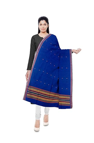 Odisha Handloom Ikkat Womens Cotton Dupatta (Blue, orissa art 26)