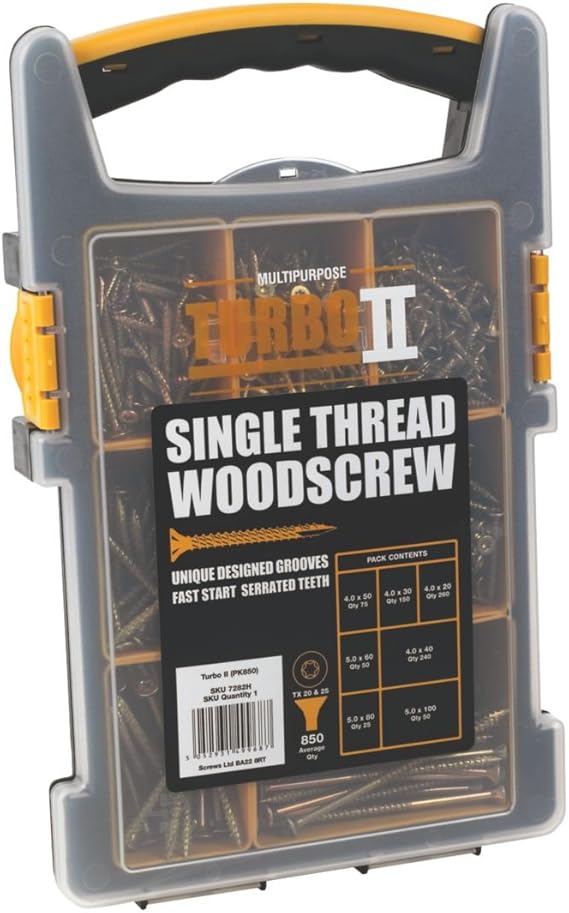 Turbo II Multipurpose Screws Grab Pack Double Self Countersunk 850 Pcs