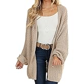 Maroway Womens Cardigan Solid Color Long Sleeve Open Front Chunky Knit Sweater Outwear
