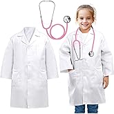 ERDOGLY Doctor Costume for Kids, Toddler Doctor Lab Coat with Kids Stethoscope, Halloween Scientist Costume for Boys Girls