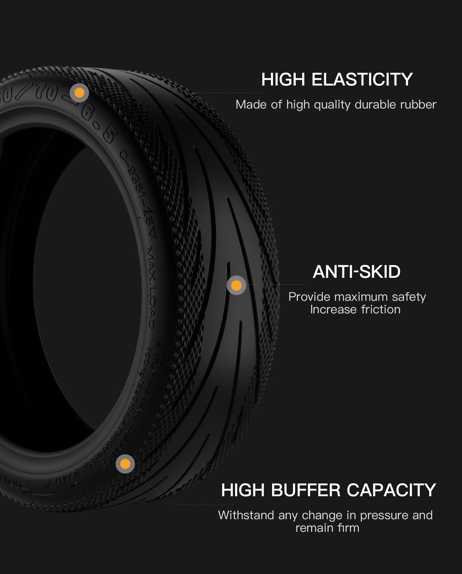 stio Tubeless Front Tire Compatible with Ninebot by Segway Max G30 G30LP KickScooter Rubber Vacuum Outer Tyre 10 Inch Non-Slip Max G30 Front Rear Tire 60/70-6.5 Kick Scooter Original Accessories