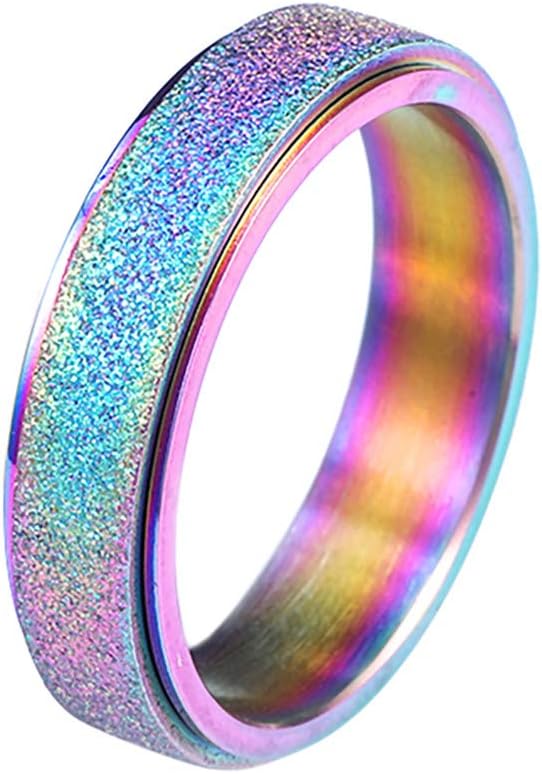Goddesslili Stainless Steel Rubber Rings for Women, Spinner Ring Sand Blast Finish Comfort Size 6-13 Retro Wedding Engagement Anniversary Luxury Gift, 2019