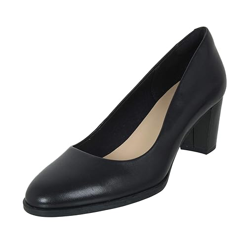 clarks black leather court shoes