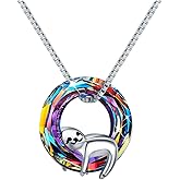 JUSTKIDSTOY Crystal Sloth Necklace for Women 925 Sterling Silver Sloth Pendant Necklaces Animal Jewelry Gifts Christmas Mother's Day Necklace.