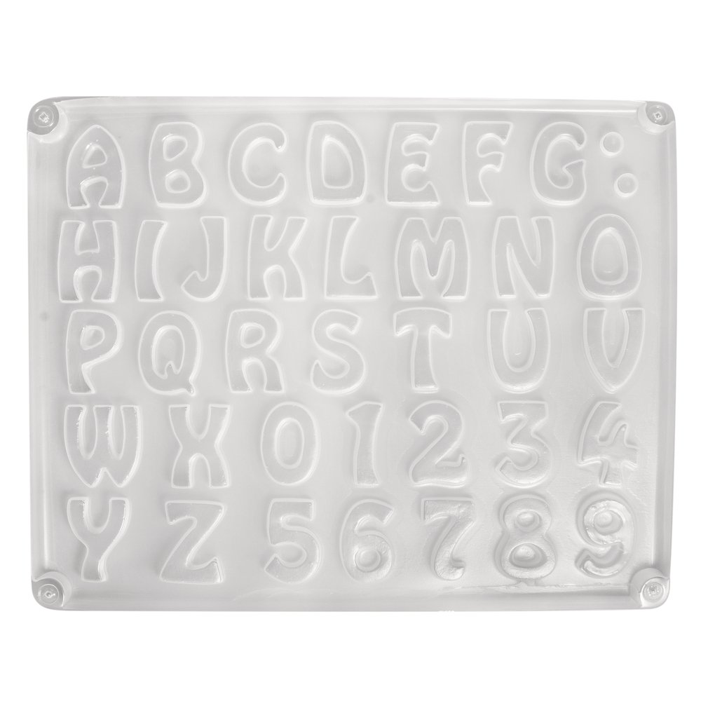 Rayher Silicone Casting Mould with Letters and Numbers for Concrete or Plaster of Paris, Casting Trays with Upper Case Letters A-Z, and Numbers 0-9, 23x18cm , 36014000