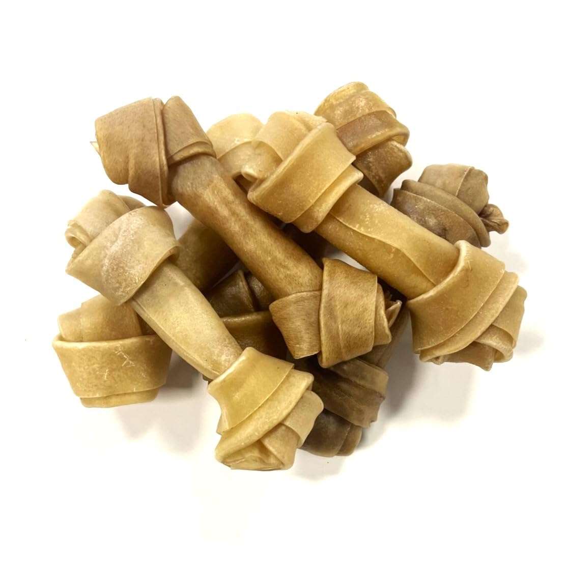 Small 4 Inch Knotted Bone x 10 Natural Rawhide Dog Treats RHS