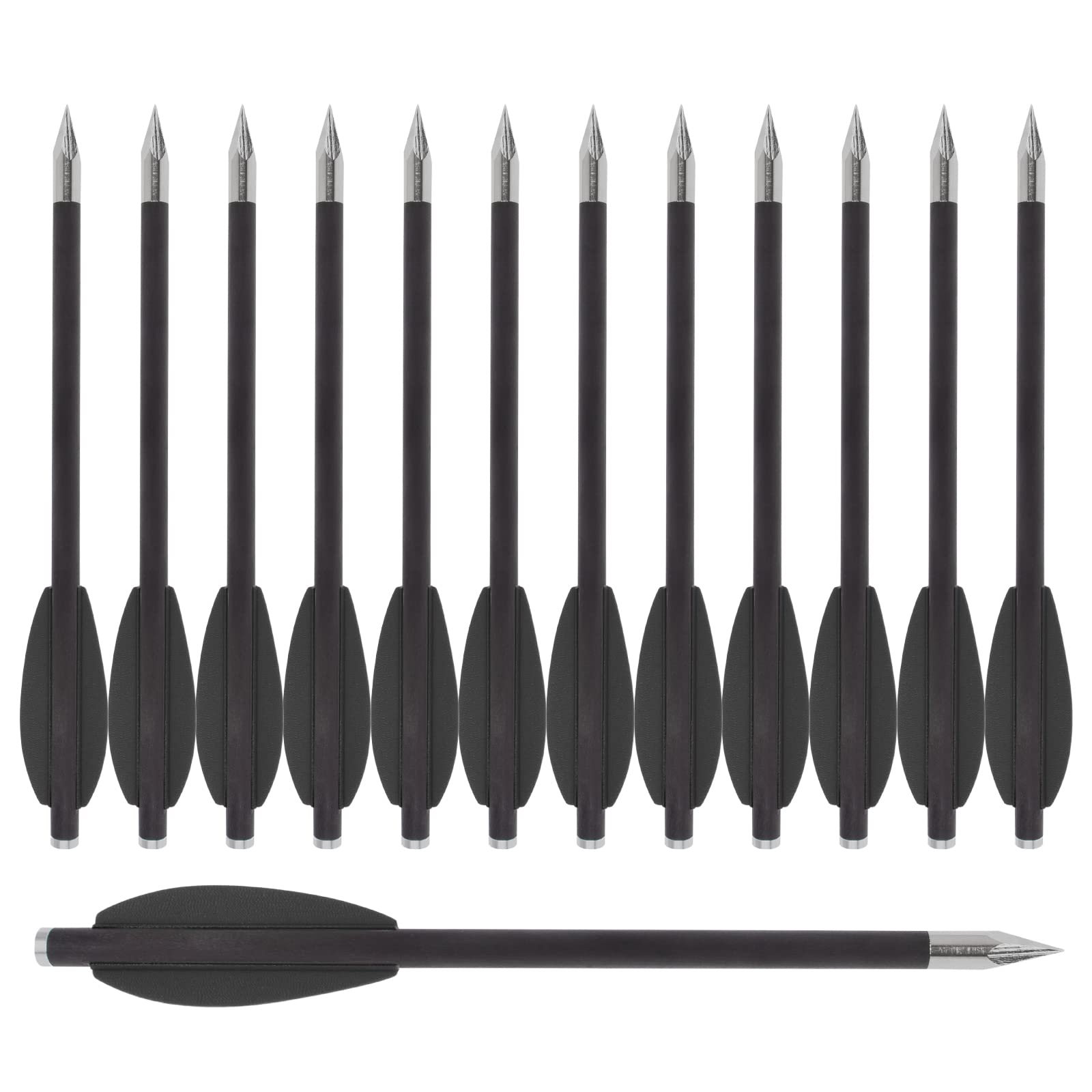 NIKA ARCHERY 6.3" Carbon Crossbow Bolts Mini Pistol Crossbow Bolts Arrows with Steel Broadhead Tips for 50-80lbs Pistol Crossbow Precision Target Practicing Shooting and Small Hunting (Pack of 12)