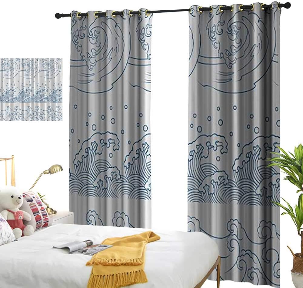 Coolteey Cortina de tul abstracto náutico japonés, ilustración de