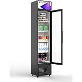NAFCOOL Commercial Beverage Refrigerator Display Fridge,6 Cu Ft Tall Slim Glass Door Merchandiser Skinny Drink Cooler with LED Light Adjustable Shelves,ETL Sanitation