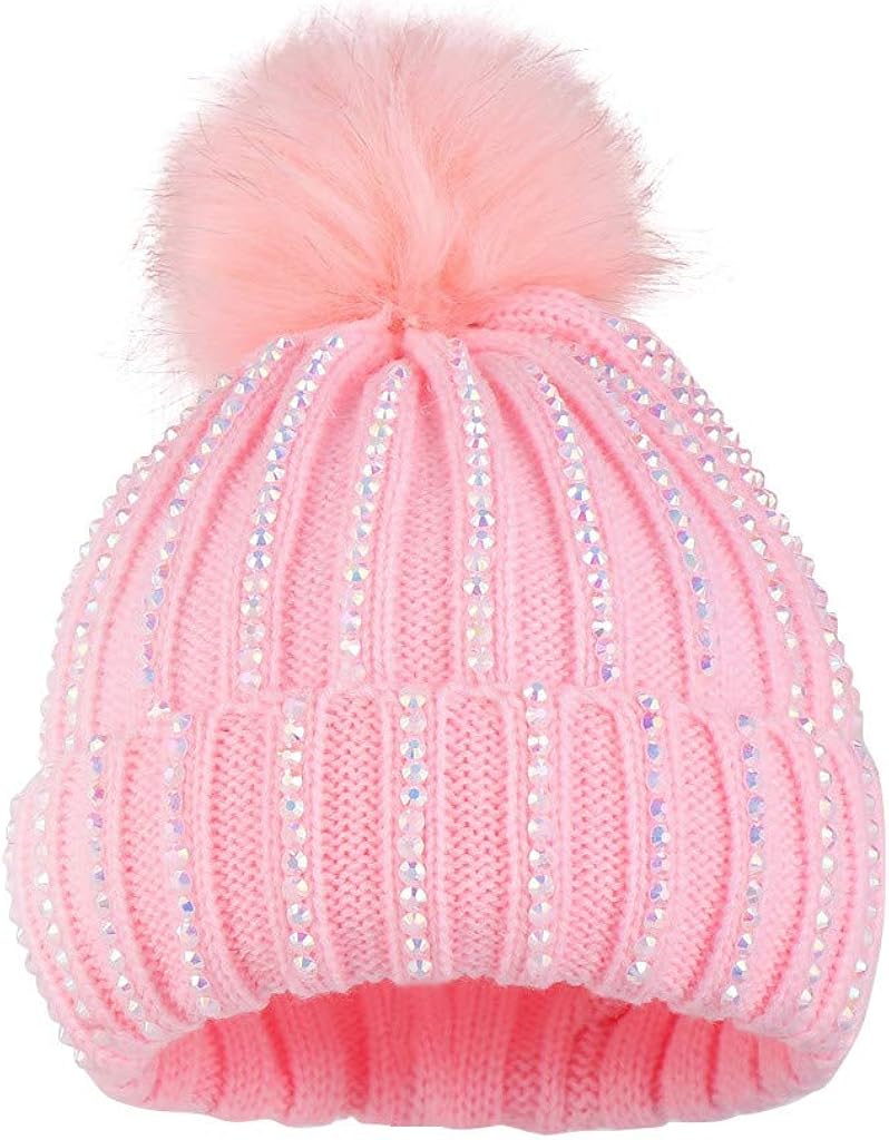 Susenstone Bonnet Bebe Fille Hiver Naissance Pompon Chaud Tricot En Laine Pas Cher A La Mode Unisex Chapeau Enfant Strass Cachemire Bebe Garcon Fille 0 6 Ans Vetements Bebe Fille 0 24m Simoncustoms Com